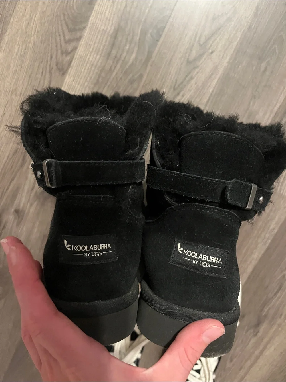 Koolaburra Black Faux-Suede Fleece-Lined Ankle Boots